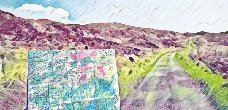 La carte et le territoire… Sur un chemin de montagne, une carte IGN ouverte dessine ce chemin